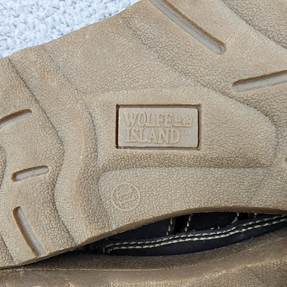 Wolfe Island Y2K Mens 11 Open Toe Chunky Brown Leather Fisherman Sandals Comfort